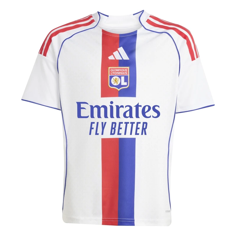 Image of adidas Lyon Home Shirt 2025 2026 Juniors White male 7-8 Years