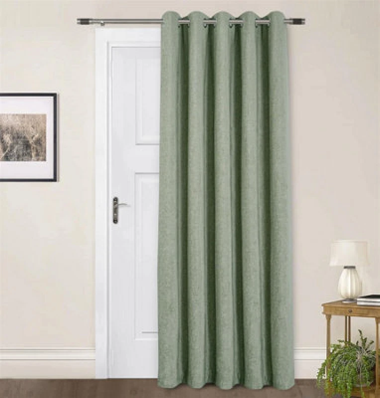 Image of Sundour Amberley Chenille Eyelet Door Curtain Green