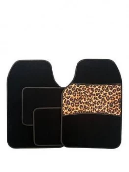 Image of Streetwize Accessories 4 Piece Leopard Print Car Mat Set