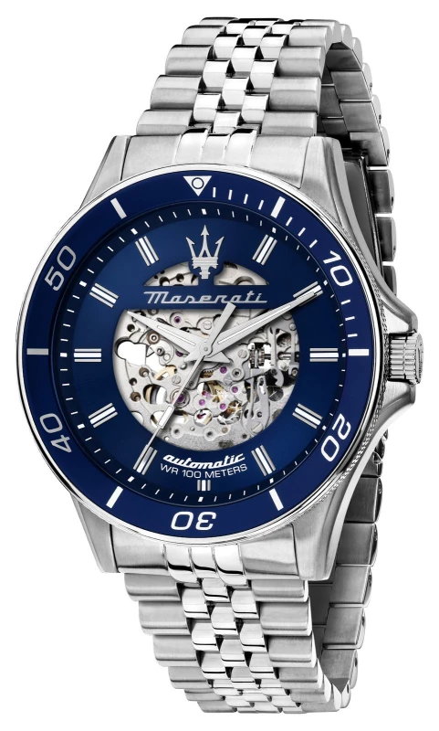 Image of Maserati R8823140011 Mens Sfida Automatic (44mm) Blue Dial Watch