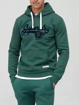 Image of Superdry Vintage Script Hoodie - Green Marl, Green Marl Size M Men
