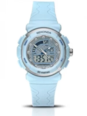 Image of Sekonda Ladies Dual Display Blue Plastic Strap Watch 2421