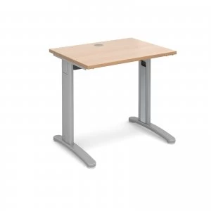 Image of TR10 Straight Desk 800mm x 600mm - Silver Frame Beech Top