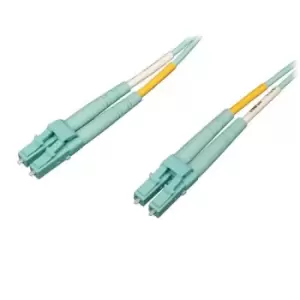 Image of Tripp Lite N820-01M-OM4 10Gb/100Gb Duplex Multimode 50/125 OM4 LSZH Fiber Patch Cable (LC/LC) - Aqua 1M (3 ft.)