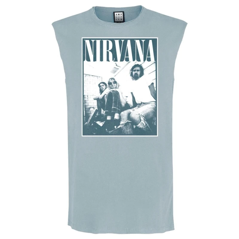 Image of Amplified Amplified Men Group Shot Nirvana Sleeveless Tank Top in Pale Blue Size: Medium Pale Blue M Male 5063527631466