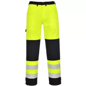 Image of Portwest - FR62YNRL - sz L Hi-Vis Multi-Norm Trousers - Yellow/Navy - Yellow/Navy