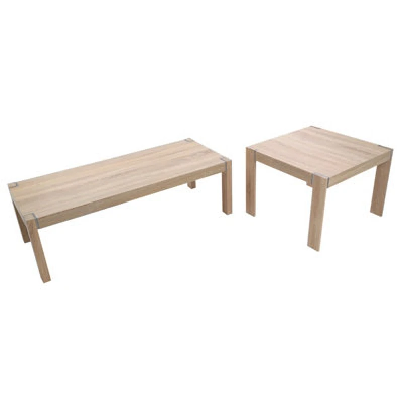 Image of Premier Housewares Interiors by Premier Natural Set of Two Nesting Tables, Modern Wooden Coffee Tables for Living Room, Nesting Coffee Table Set Natur