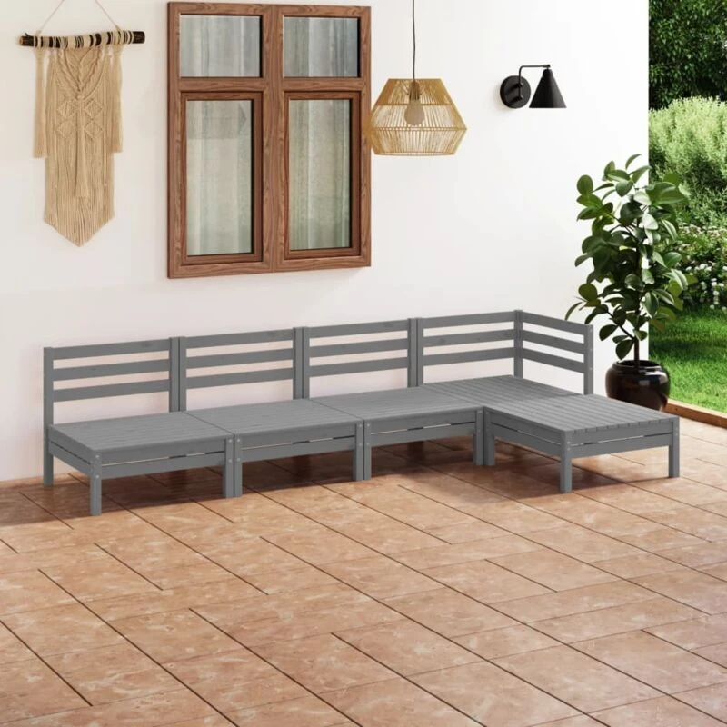 Image of VIDAXL 5 Piece Garden Lounge Set Solid Pinewood Grey Vidaxl 8720286685419