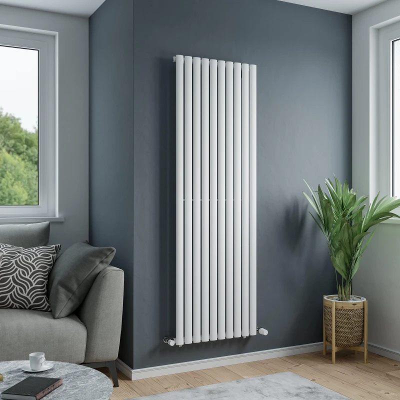 Image of Agadon Solo Designer Oval Tube Radiator in White Size: 1800mm x 480mm White Unisex 1800mm x 480mm