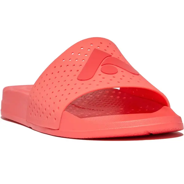 Image of Fitflop Womens iQushion Arrow Lightweight Sliders UK Size 8 (EU 42) Rosy Coral FIT079-RCORAL-8