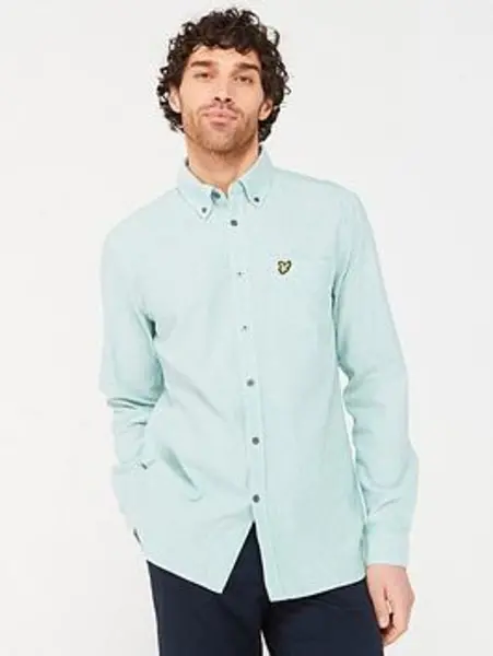 Image of Lyle & Scott Court Green / White Stripe Oxford Shirt Green Male S 210051UK