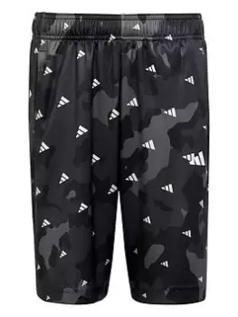 Image of adidas Junior Camo Print Train Essentials Short - Dark Grey, Size 15-16 Years