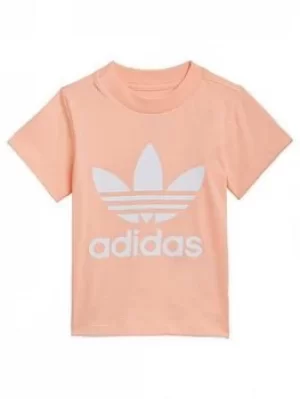 Image of Boys, adidas Originals Trefoil Tee, Pink/White, Size 18-24 Months