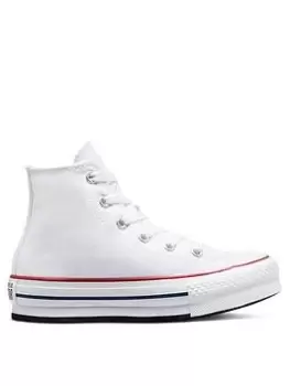 Image of Converse Chuck Taylor All Star Hi Childrens Girls Eva Lift Canvas Platform Trainers -White, Size 10