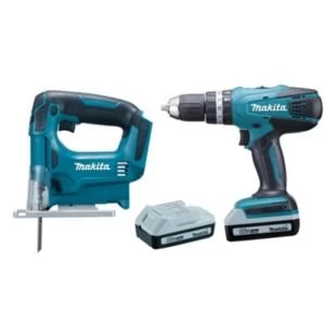 Image of Makita G Series Cordless 18V 1.5Ah 2 piece Combi drill jigsaw twin pack DK18113X1