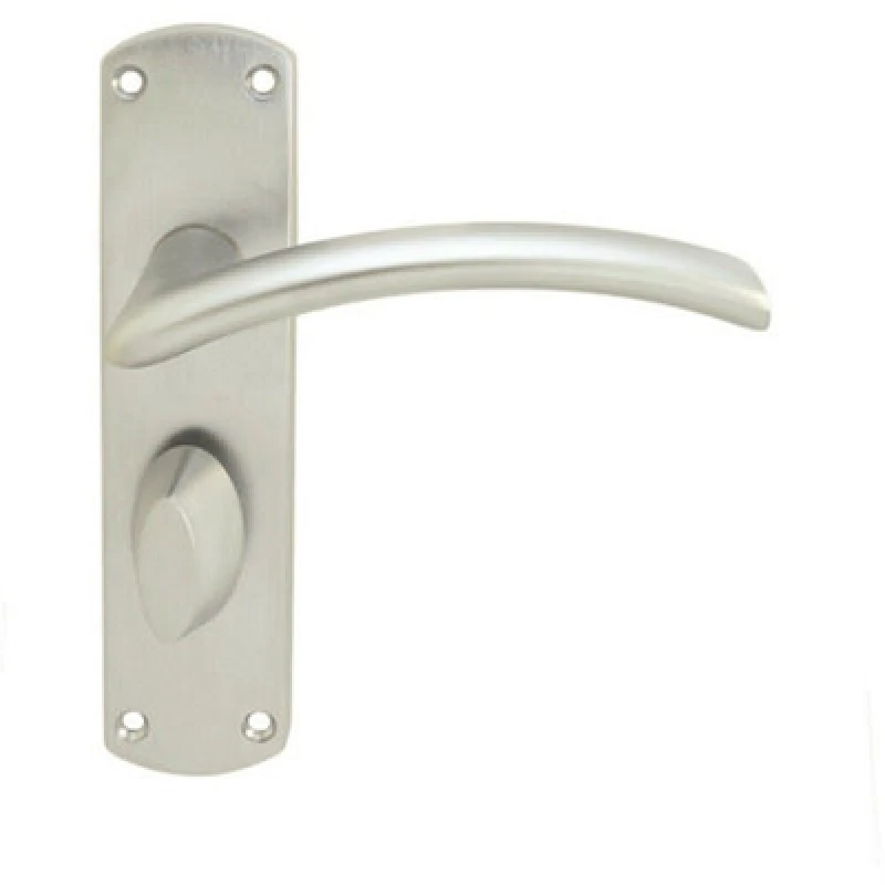Image of Loops Arched Lever on Bathroom Backplate Door Handle 170 x 42mm Satin Chrome Multi