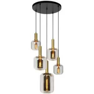Image of Lucide JOANET - Cluster Pendant Light - Ø66cm - 5xE27 - Smoke Grey