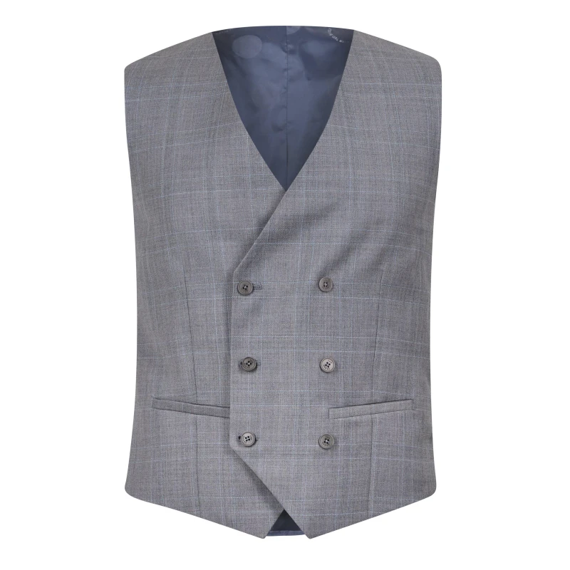 Image of Ted Baker Indus Slim Fit Check Suit Vest Grey Check male 40 (50)