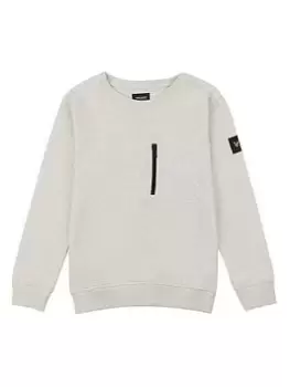 Image of Lyle & Scott Boys Zip Pocket Sweat - Light Grey Marl Size 5-6 Years