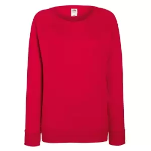 Image of Fruit OF The Loom Ladies Fitted Lightweight Raglan Sweatshirt (240 GSM) (XL) (Red)