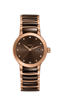 Image of Rado Centrix Quartz Womens watch - Water-resistant 3 bar (30 m), Stainless steel / PVD, brown