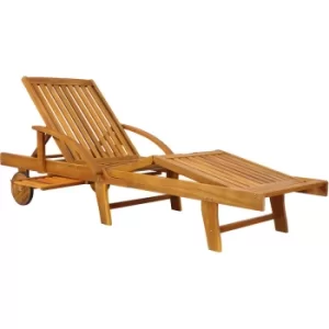 Image of Wooden Sun Lounger Tami Sun Foldable Deck Chair Day Bed Outdoor Patio Solid Hardwood 200 x 60 cm