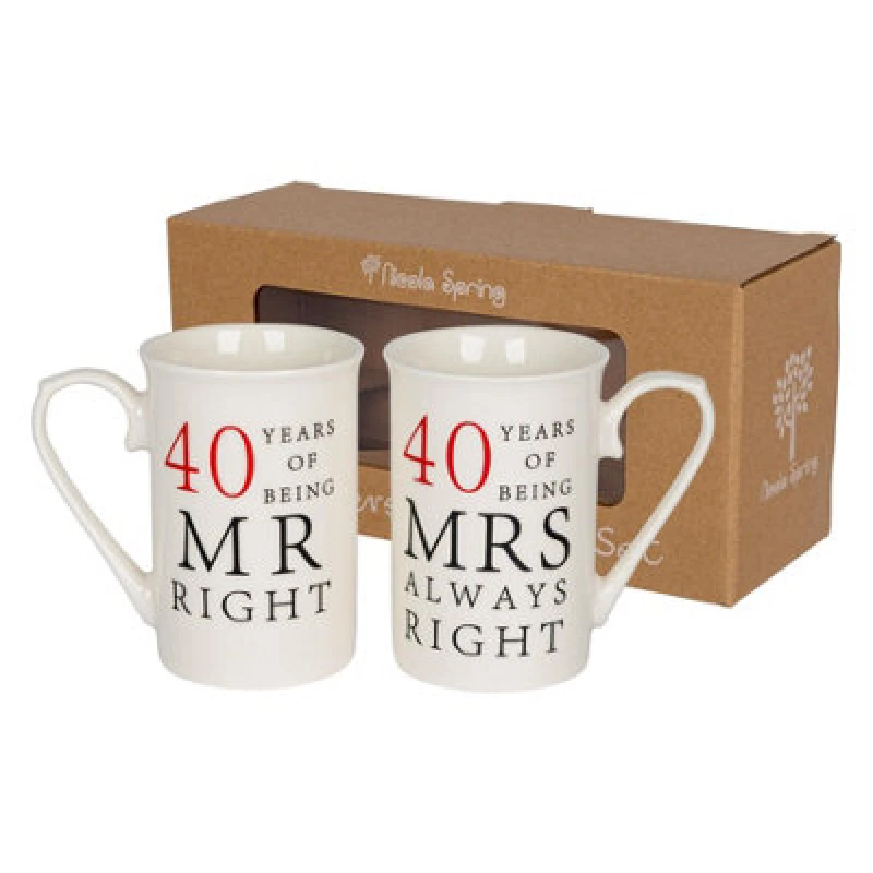 Image of Nicola Spring 2Pc 40Th Anniversary New Bone China Mug Set - 300Ml