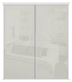Image of Sliding Doors and track W1793 White Frame Arctic White Glass