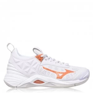 Image of Mizuno Wave Momentum Netball Trainers - White/Gold