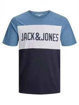 Image of Jack & Jones Boys Short Sleeve Colourblock T-Shirt - China, Blue, Size 10 Years