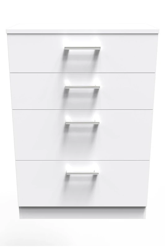 Image of Cornwall 4 Drawer Deep Chest Of Drawers In White Matt (Ready Assembled)