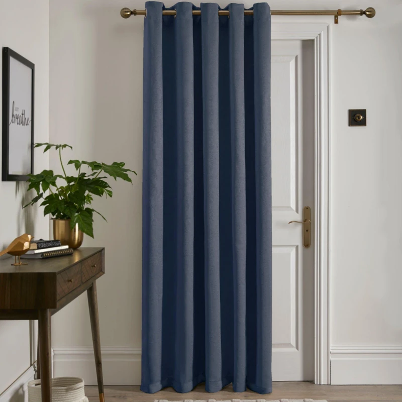 Image of Fusion Strata Single Panel Door or Window Eyelet Curtain Eyelet Curtains 66x84in Blue 38290890000