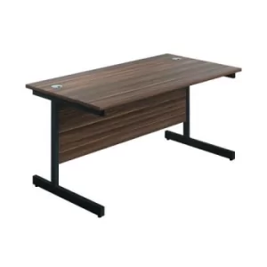 Image of Jemini Rectangular Single Upright Cantilever Desk 1200x800x730mm Dark Walnut/Black KF803942