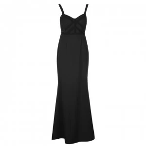Image of Little Mistress Lace Trim Maxi Dress - Black