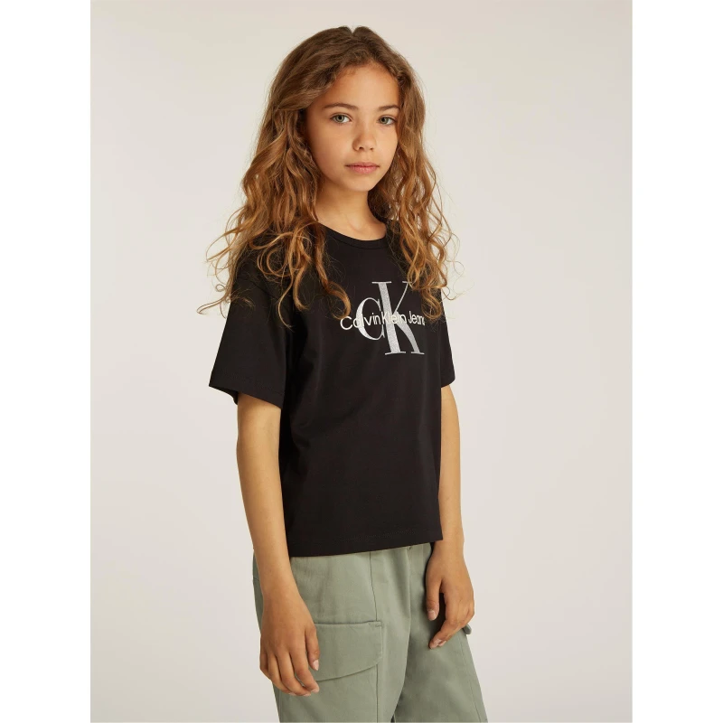 Image of Calvin Klein Jeans MONOLOGO GLITTER SS T-SHIRT - Black 11 - 12 Years