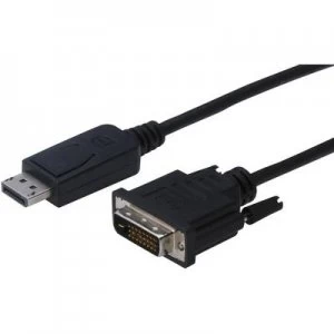Image of Digitus DisplayPort / DVI Cable 2m screwable Black [1x DisplayPort plug - 1x DVI plug 25-pin]