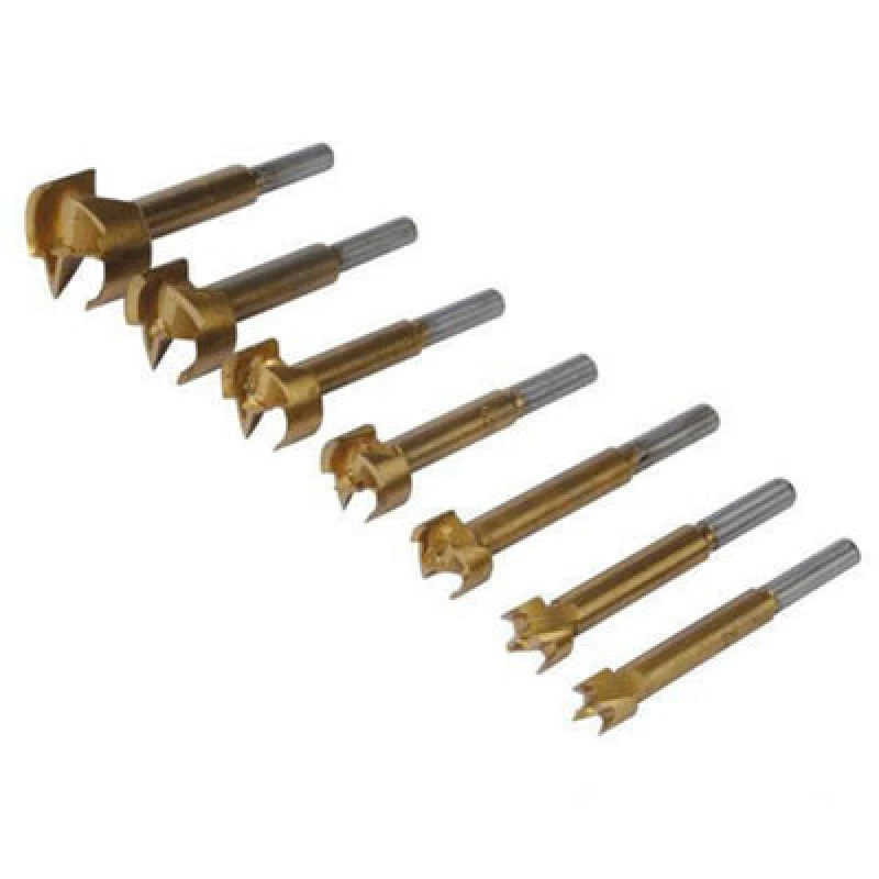 Image of Loops 7 Pack Titanium Coated Forstner Bits - 12mm 35mm - Flat Bottom Hole Saw Cutter Multi