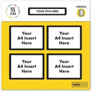 Image of Notice Board, with Four Frames, Yellow