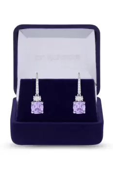 Image of Rhodium Plated Lavender Stone Earrings - Gift Boxed