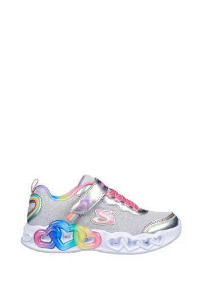 Image of Skechers Infinite Heart Lights Trainer Silver