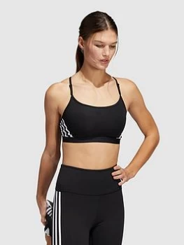 Image of adidas Train 3 Stripe Bra (Light Support) - Black, Size S, Women
