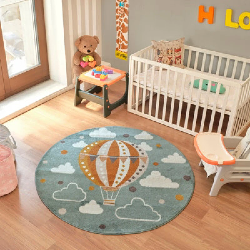 Image of Livabliss Round Kids Modern Multicolour/blue Bedroom Monty Area Rug 160 X 160 Cm - Easy Care, Non Shedding, Soft & Safe Rug For Kids Spaces