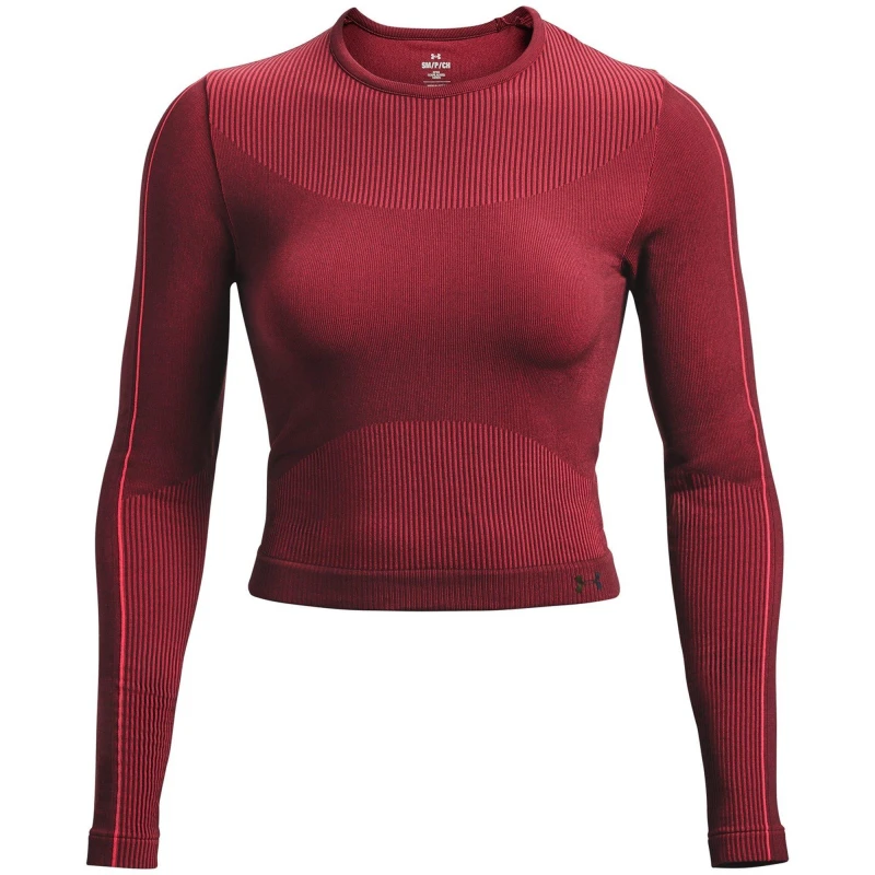 Image of Under Armour RUSH Seamless Long Sleeve Sports Top Womens Red female 14 (L)