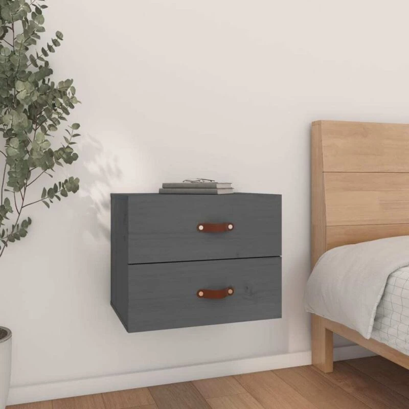 Image of Vidaxl Wall-mounted Bedside Cabinet Grey 50X36X40 Cm, Grey 820980