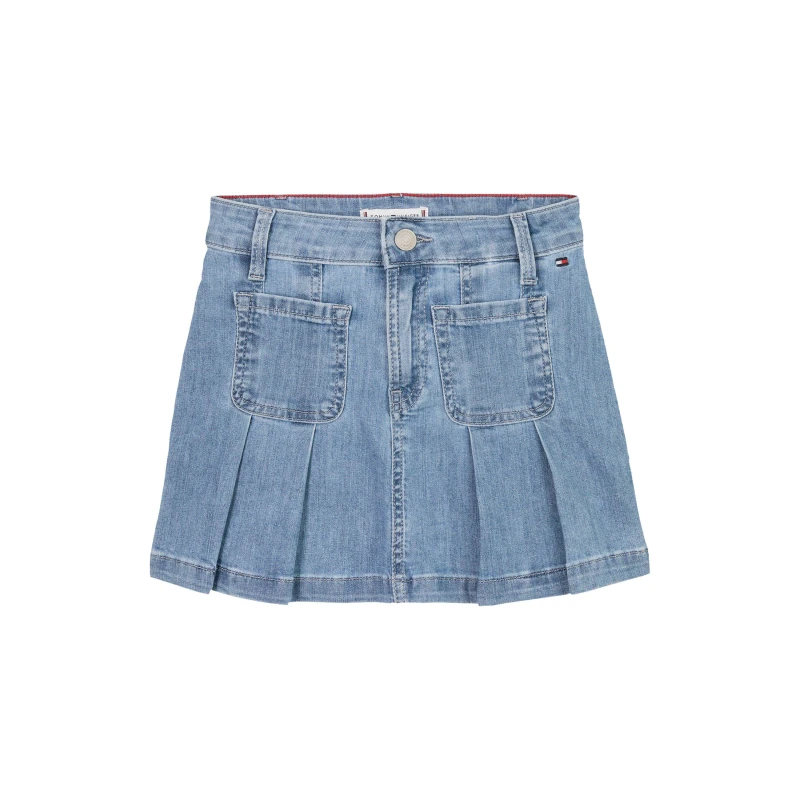 Image of Tommy Hilfiger Kids Pleated Denim Skirt Drapey 1AA female 12Y