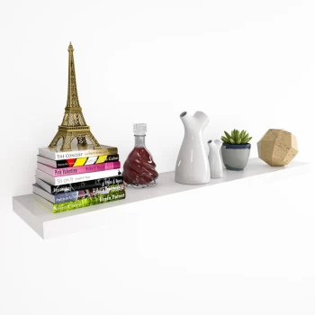 Image of Floating Shelves Shelf Including Bracket Wall Shelving Living Room Kitchen Black White Grey Oak High Gloss Matt 50 70 90 110cm 70cm White - Casaria