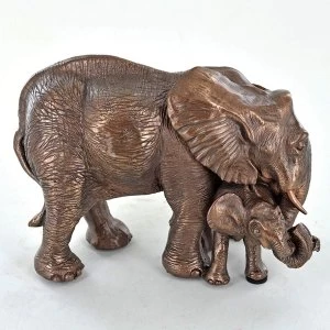 Image of Mother and Baby Elephant Cold Cast Bronze Sculpture 10cm