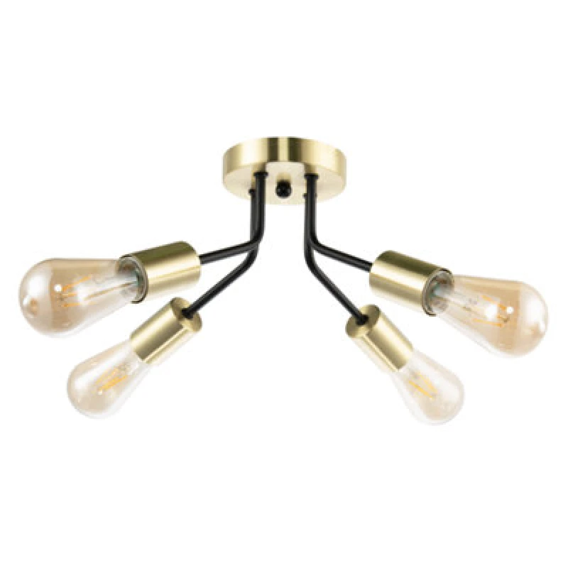 Image of Happy Homewares Vintage Industrial Ceiling Light Fitting In Satin Gold And Matte Black