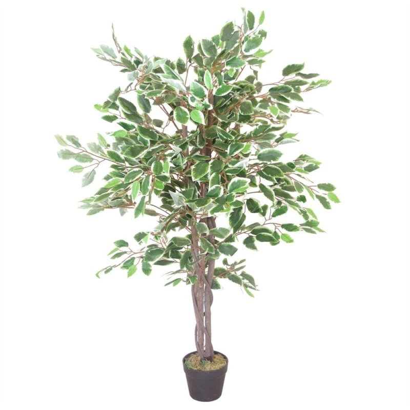 Image of Leaf Design 130cm Large Realistic White Edge Ficus Artificial Plant Tree