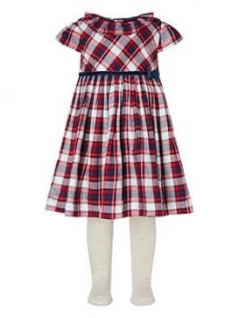 Image of Monsoon Baby Girls Tartan Dress And Tight - Red